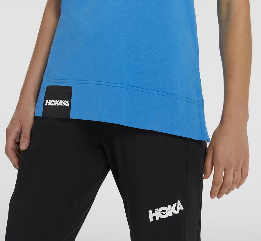 Hoka One One Tシャツ レディース 青 - ブランド - UK0578914